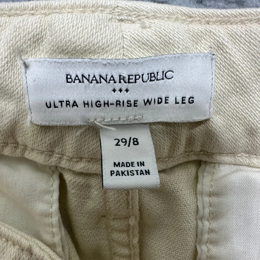 Banana‎ Republic Ultra High Rise Wide Leg Trouser Pants Ecru Size 29 Womens